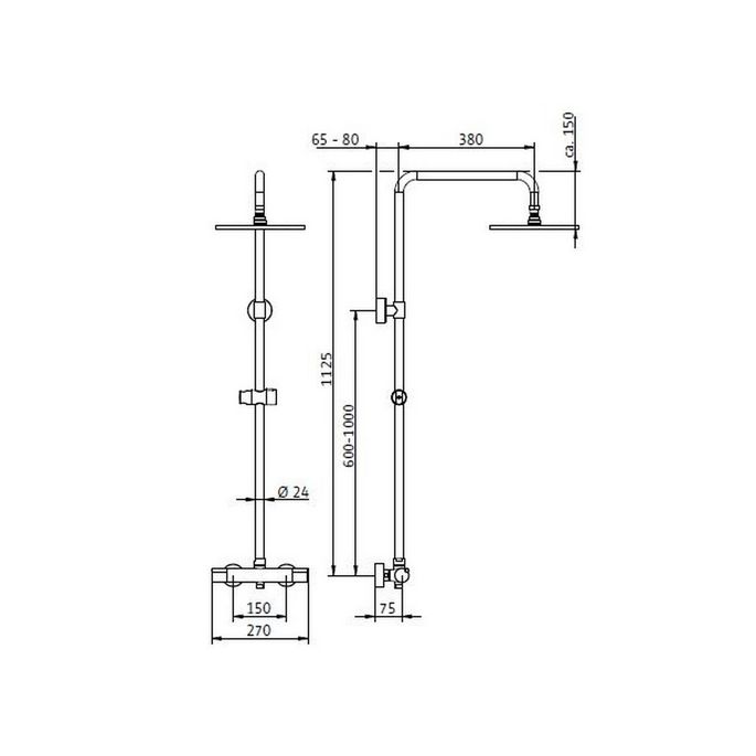 HSK RS 100 1003600 showerset met thermostaat chroom