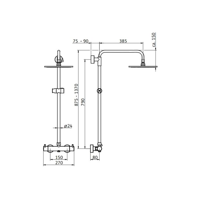 HSK RS 200 1006600 showerset met thermostaat chroom