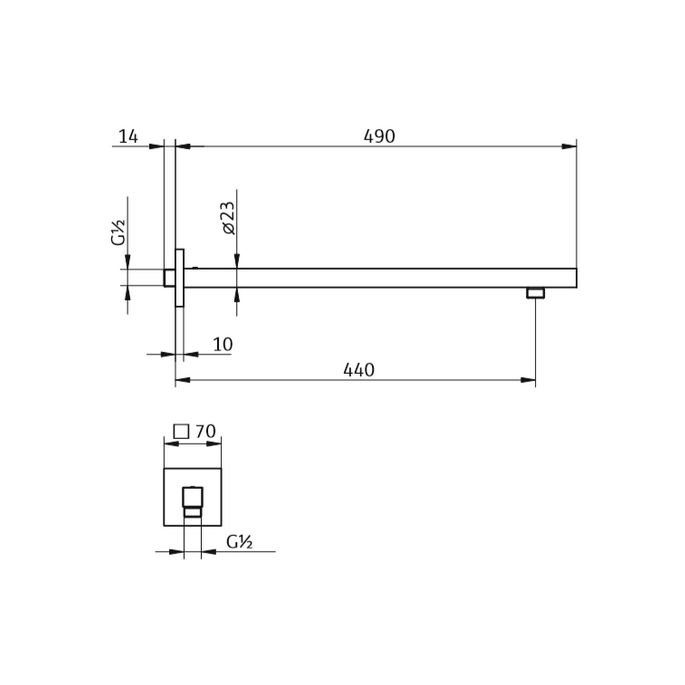 HSK Shower & Co! 1100062 wanduitloop met afdekplaat rechthoekig 440mm chroom