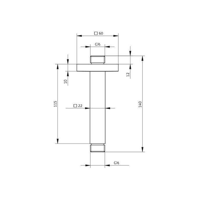 HSK Shower & Co! 1100063 plafonduitloop met afdekplaat rechthoekig 140mm chroom