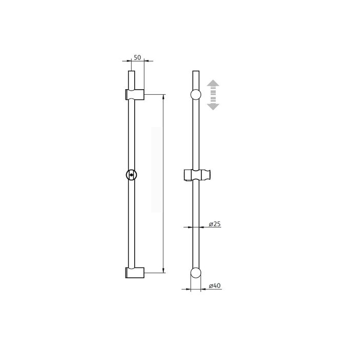 HSK Shower & Co! 1100073 glijstang rond 110cm met douchekophouder chroom