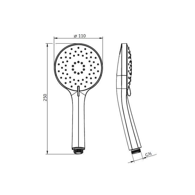 HSK Shower & Co! 1100074 design handdouche rond met doucheslang chroom