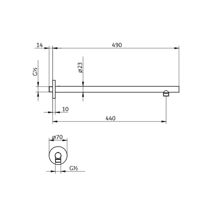 HSK Shower & Co! 1100075 wanduitloop met afdekplaat rond 440mm chroom