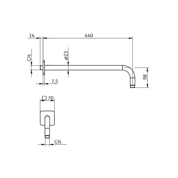 HSK Shower & Co! 1180005 wanduitloop met afdekplaat Softcube 440mm chroom