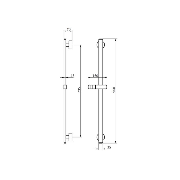 HSK Shower & Co! 1180018 glijstang Softcube 90cm met douchekophouder chroom