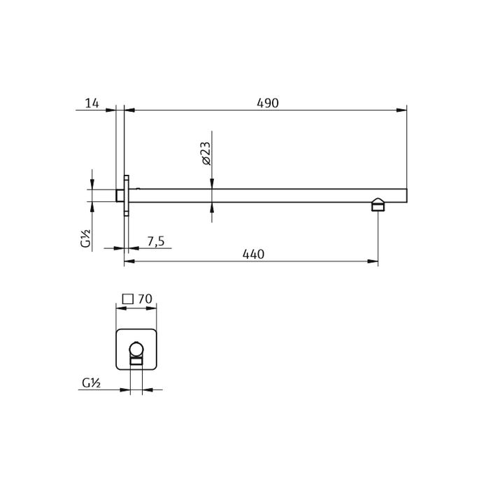 HSK Shower & Co! 1180075 wanduitloop met afdekplaat Softcube 440mm chroom