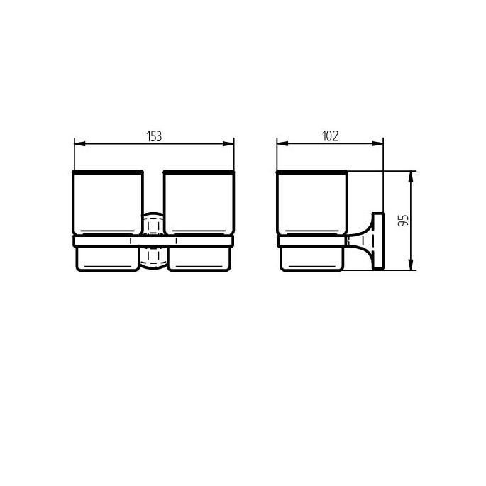 Haceka Aspen 1110700 dubbele glashouder helder glas/ chroom