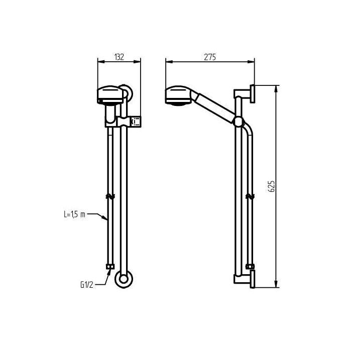 Haceka Kosmos Tec 1119617 douche glijstangset RVS geborsteld (OUTLET)