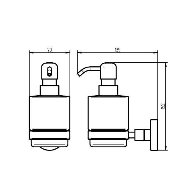 Haceka Kosmos Tec 1120417 zeepdispenser gesatineerd glas / RVS geborsteld