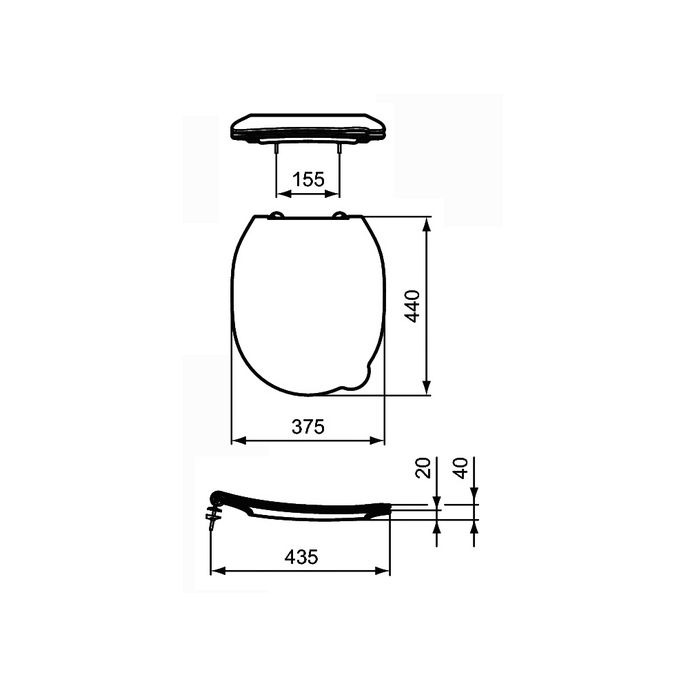 Ideal Standard Contour 21 Schools S453601 toiletzitting met deksel wit