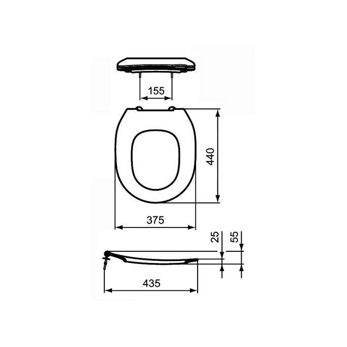 Ideal Standard Contour 21 Schools S454501 toiletzitting zonder deksel wit