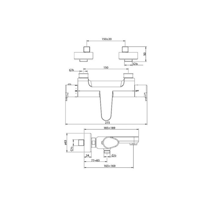 Pure Cinca CN5307 bad thermostaatkraan chroom