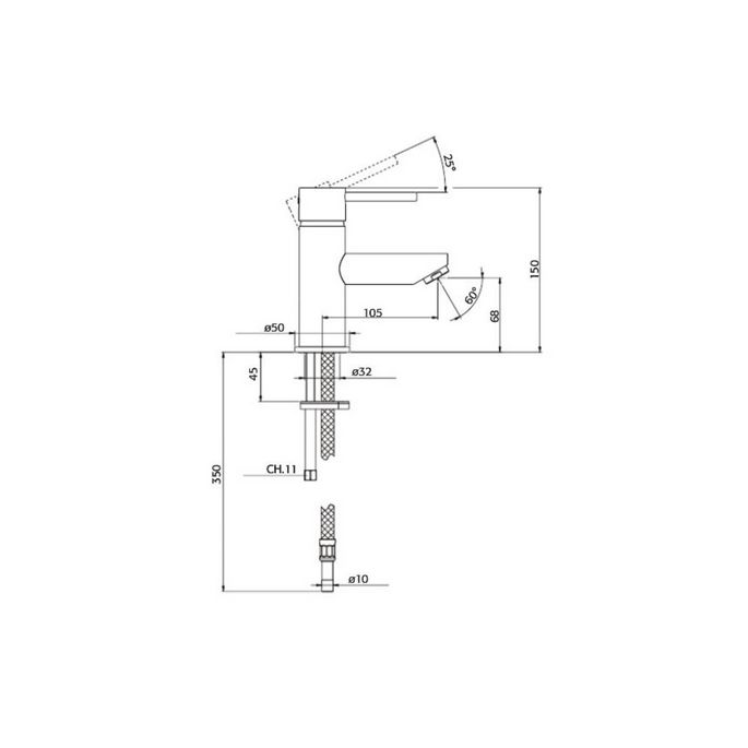 Pure Duero DU5401-IN wastafelkraan inox