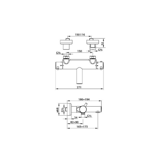 Pure Duero DU5438-IN bad thermostaatkraan inox