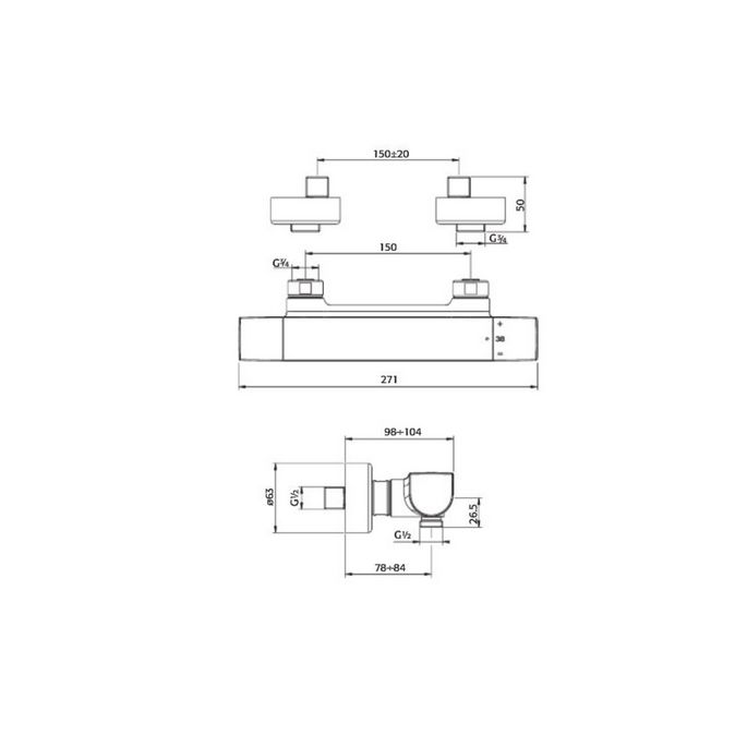 Pure Ebro EB5222 opbouw douche thermostaatkraan chroom