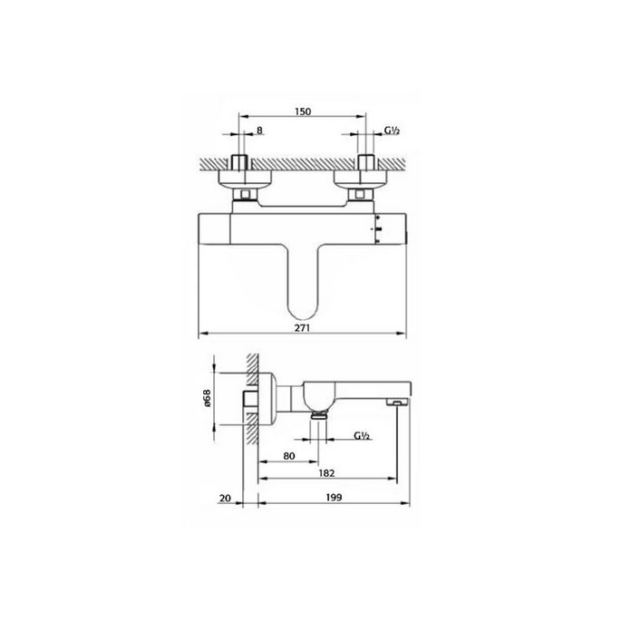 Pure Ebro EB5242 bad thermostaatkraan chroom