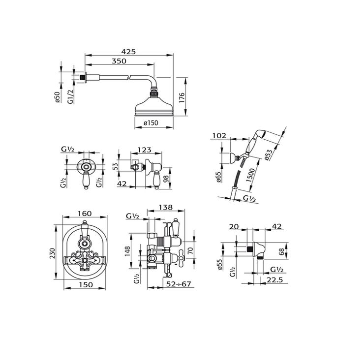 Pure Melrose ME5827 thermostatische inbouw doucheset chroom