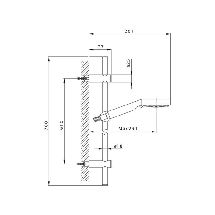 Pure PU5913 glijstangset chroom