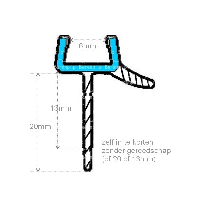 San4U ProfileDay monsterstukje doucherubber type DS35 - 2cm lengte en geschikt voor glasdikte 6mm - 2 flapjes