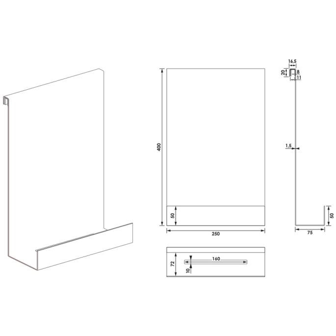 Brauer 5-CE-228 doucherek hangend met glasklem chroom