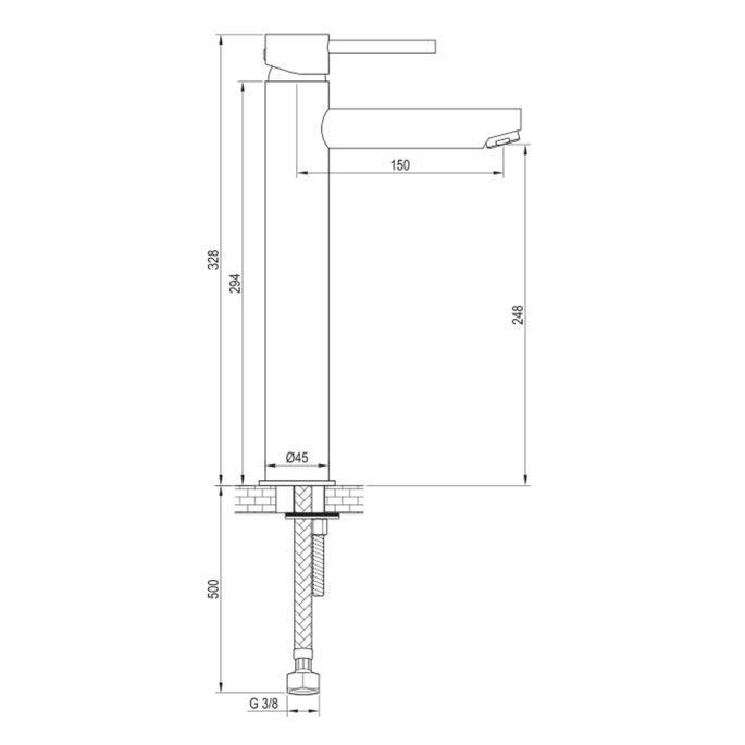 Brauer Edition 5-CE-002-HD1 verhoogde opbouw wastafelmengkraan model E chroom