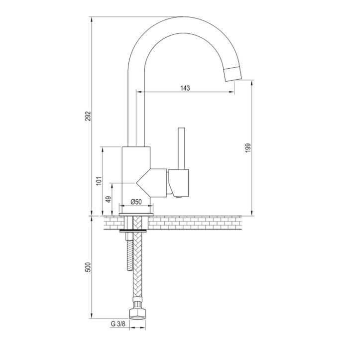 Brauer Edition 5-CE-003-R2 hoge opbouw wastafelmengkraan met draaibare ronde uitloop model B chroom