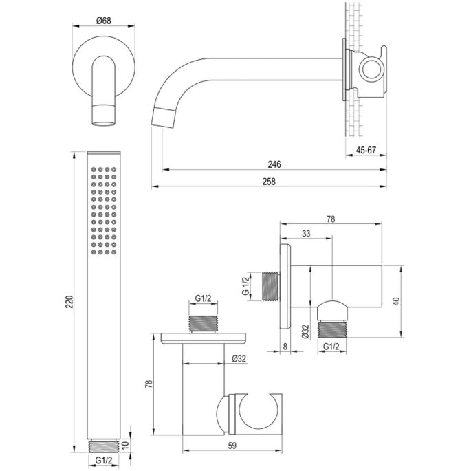 Brauer Edition 5-CE-022 thermostatische inbouw badkraan SET 01 chroom