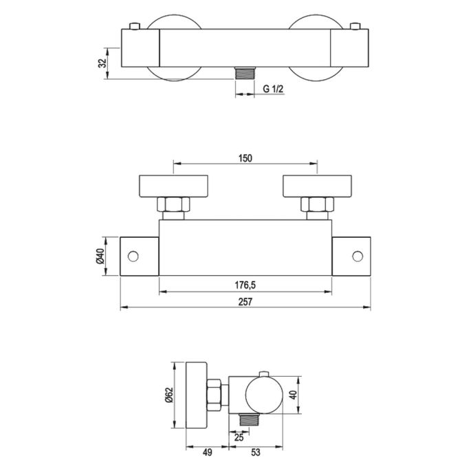 Brauer Edition 5-CE-044-1 opbouw douche thermostaatkraan SET 01 chroom