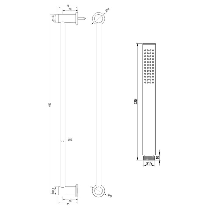 Brauer Edition 5-NG-041-1 opbouw baddouche thermostaatkraan SET 01 RVS geborsteld PVD