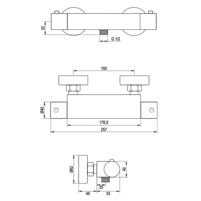 Brauer Edition 5-S-044 opbouw douche thermostaatkraan mat zwart