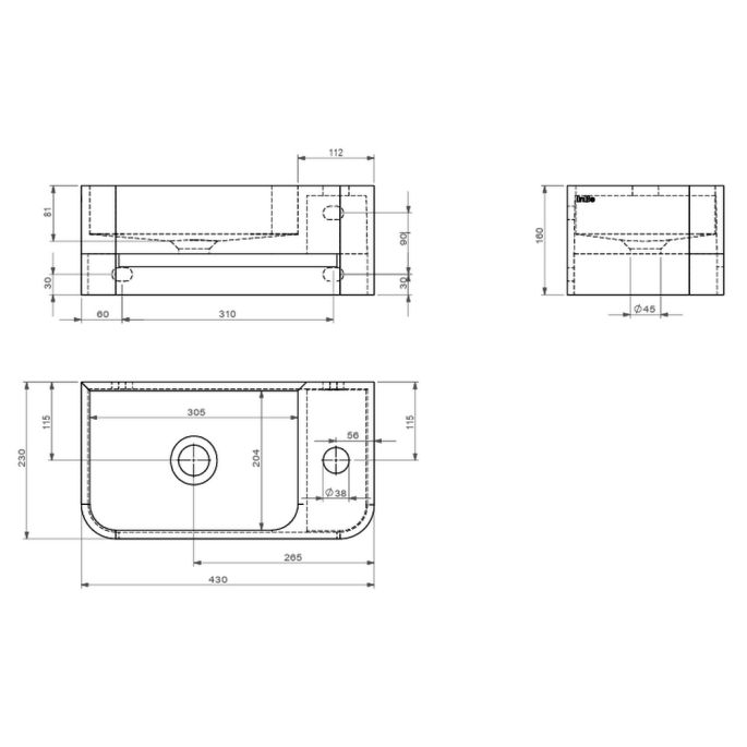 Clou InBe IB03710300201R fontein 43cm met handdoekhouder grijs Microrazzo beton
