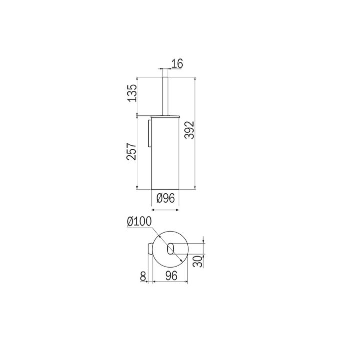 Inda Claire A7114ACR21 toiletborstelhouder met glazen schaaltje chroom/ gesatineerd glas