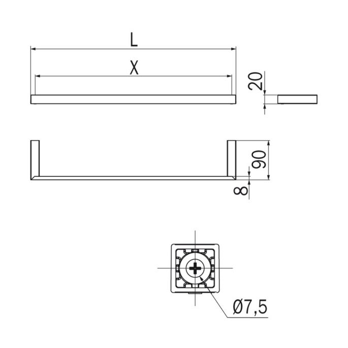 Inda Divo A1518DNE handdoekhouder 82cm mat zwart