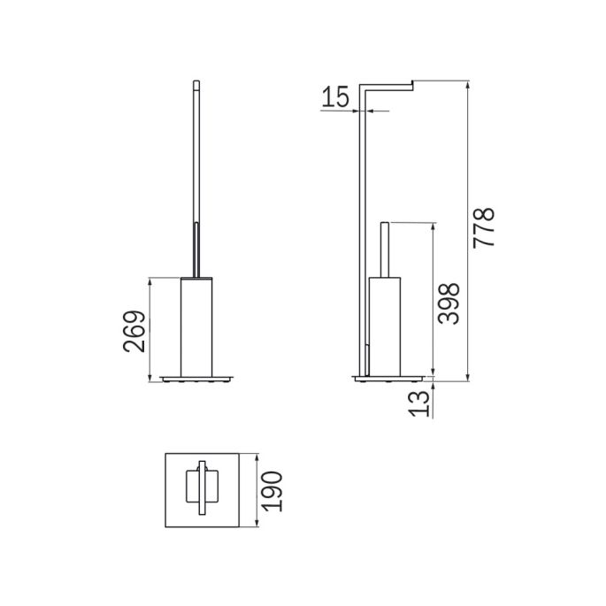 Inda Divo A3386ACR multifunctionele standaard toiletrol- en toiletborstelhouder chroom