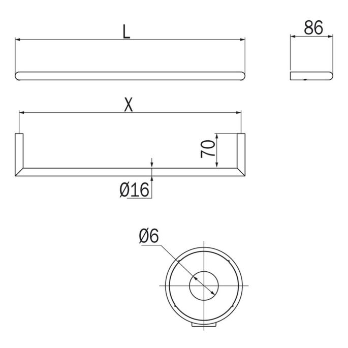 Inda Gealuna A1018HNE handdoekhouder 81.5cm mat zwart