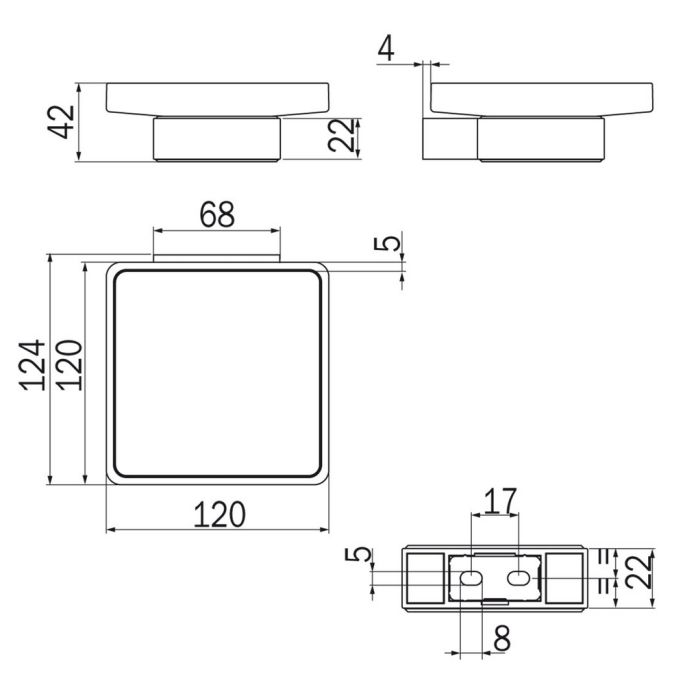 Inda Indissima A88110CR21 zeephouder glazen schaaltje chroom/ gesatineerd glas