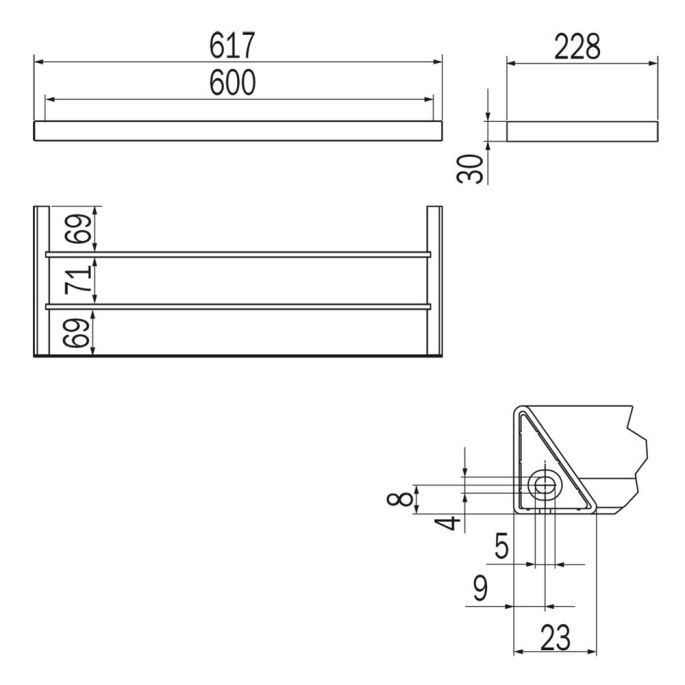 Inda Indissima A88680NE handdoekenrek 615mm mat zwart