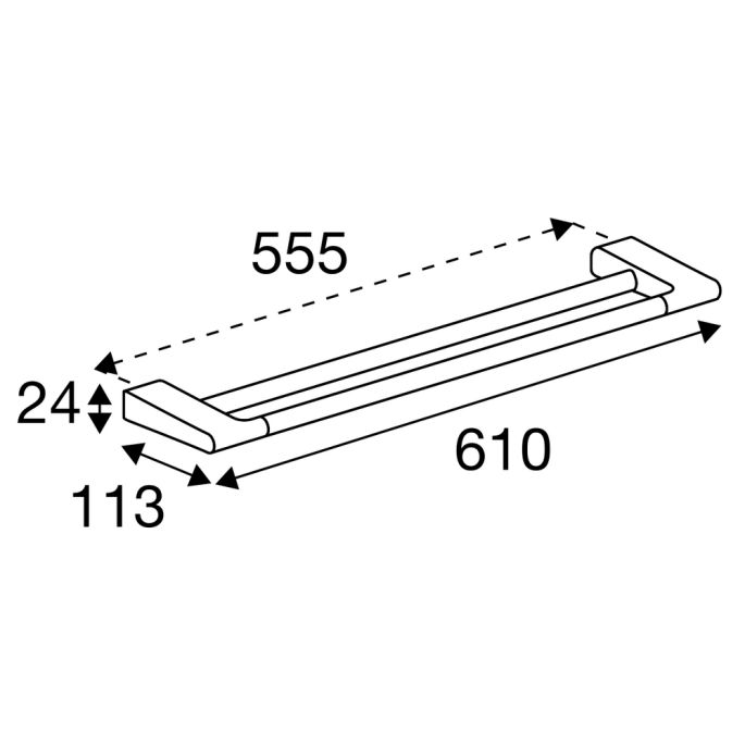 Pressalit Style PR10550 handdoekhouder dubbel 61cm geborsteld staal