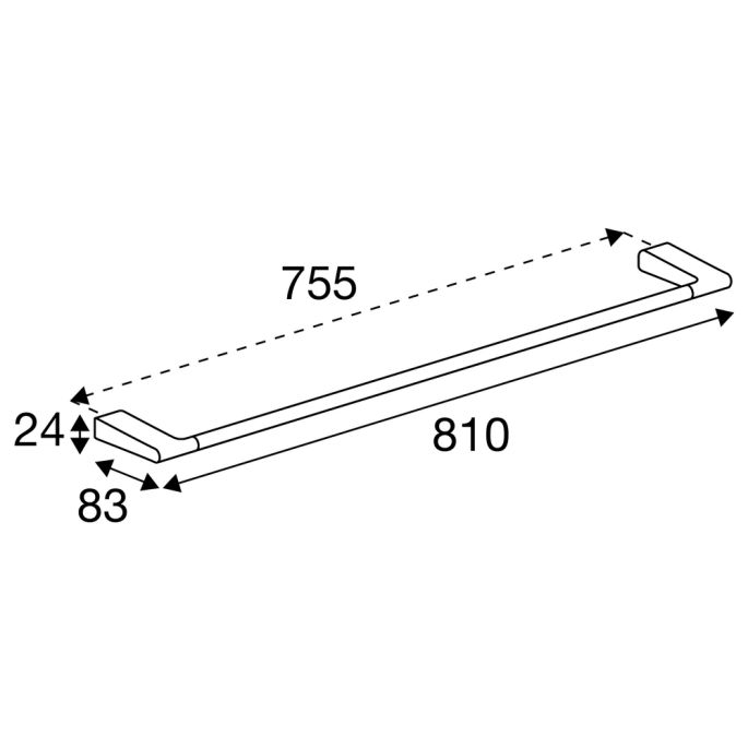 Pressalit Style PR40510 handdoekhouder enkel 81cm mat zwart