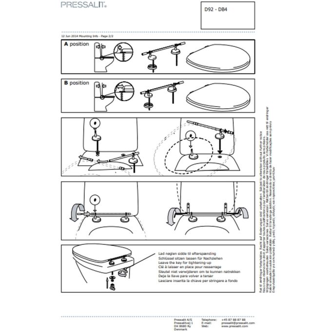 Pressalit Dania non contact R38000-D92999 toiletzitting met deksel wit