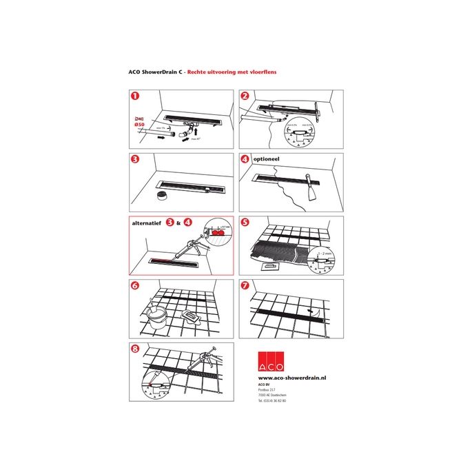 ACO ShowerDrain C 408714 douchegoot met vloerflens 58,5cm zijuitloop