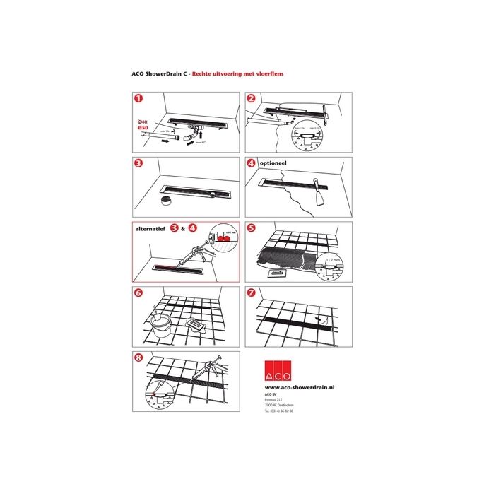 ACO ShowerDrain C 408715 douchegoot met vloerflens 68,5cm zijuitloop