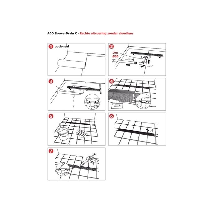 ACO ShowerDrain C 408743 douchegoot 68,5cm zijuitloop