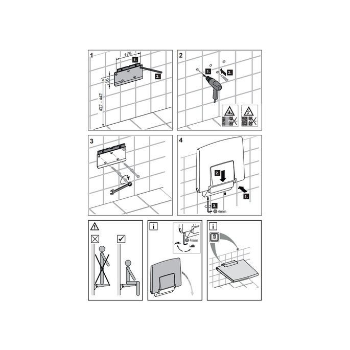 Keuco Collectie Plan 14983010037 klapzitting verchroomd/ zwartgrijs (RAL 7021)