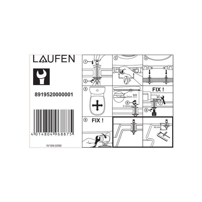 Laufen Pro 8919520000001 bevestiging voor closetzitting