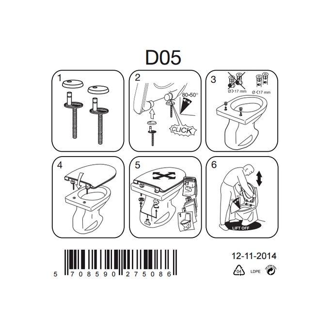 Pressalit Sway Uni 970000-D05999 toiletzitting met deksel wit