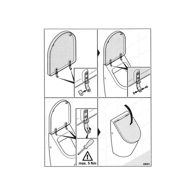 Villeroy en Boch Magnum - O.Novo 92205061 set vaste scharnieren chroom (t.b.v. urinoirdeksel)