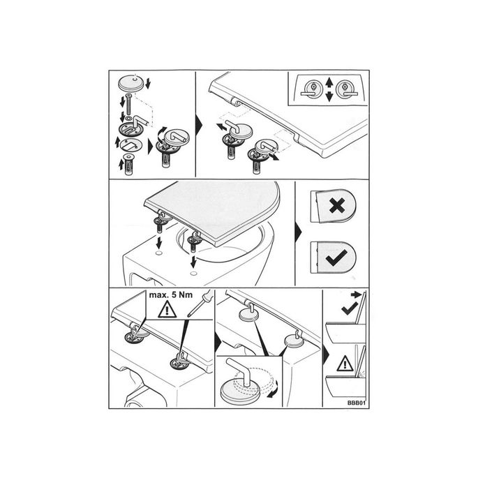 Villeroy en Boch O.Novo Compact 92241661 set vaste scharnieren chroom