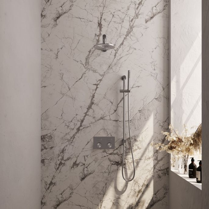 Brauer Carving 5-NG-196 thermostatische inbouw regendouche met drukknoppen SET 61 RVS geborsteld PVD