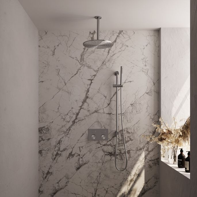 Brauer Carving 5-NG-201 thermostatische inbouw regendouche met drukknoppen SET 66 RVS geborsteld PVD